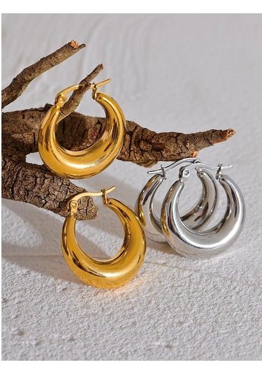 Altın Eetit Bildirimi Paslanmaz Çelik Geometrik Halka Küpe Takı Kadınlar İçin Trendy Metal Doku 18 K Küpe Altın Aksesuarlar