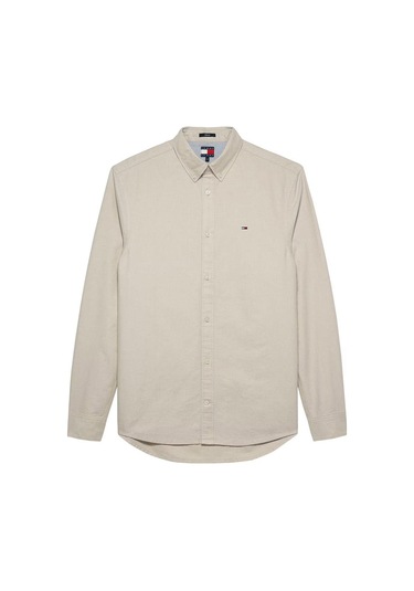 Erkek Regular Fit Düğmeli Yaka Oxford Gömlek - Bej-9070 Silt