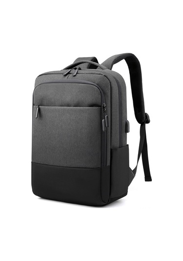 Shineyee 15.6" Usb Bağlantılı Şarj Portlu Büyük Kapasiteli Oxford Kumaş Laptop Sırt Çantası - Seyahat Ve İş Kullanımı Koyu Gri