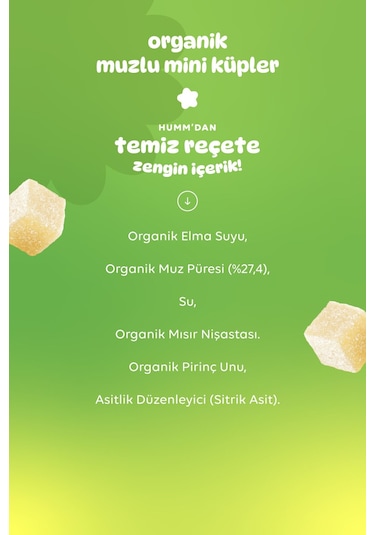 Humm Organic Organik Glutensiz Vegan Muzlu Mini Küpler 3 x 30 G