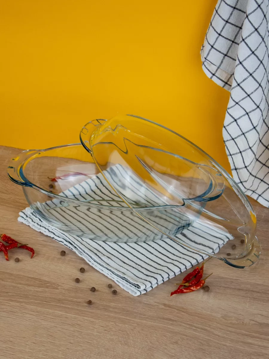 Borcam Cam Fırın Kabı, Kapaklı, 2,9 L + 1,8 L Set 9218398 Beyaz