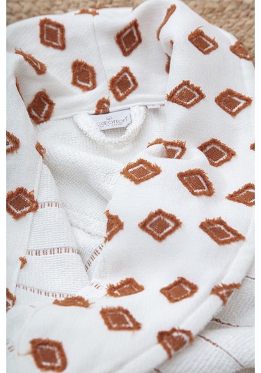 Ecocotton İmre Terra-siyah "m-l" %100 Organik Pamuk Müslin Jakarlı Aile Bornoz Seti Siyah