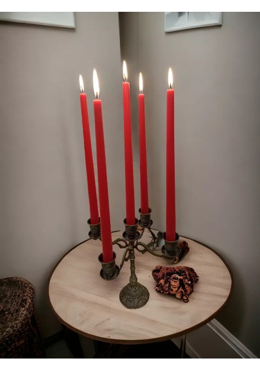 Kandlefo Uzun Antik Mumlar 34 Cm 5'li Paket 211812285 Kirmızı