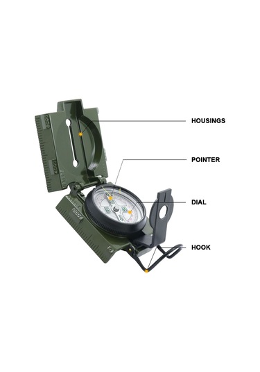 Yaozixa Yeşil Metal+abs Topografik Pusula, Işıklandırmalı, Doğru Navigasyon, Manzaralı Teleskop, Ölçüm Cetveli İle Outdoora Uygun