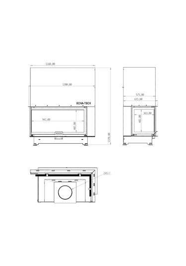 Echa Tech Asansörlü Çelik Köşe Şömine Haznesi Sol Açık 110 D