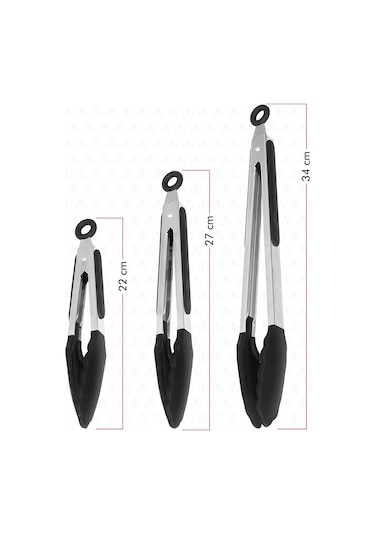 Valletta Midori Metal Sap Silikon Uçlu Kilit Sistemli Maşa Siyah