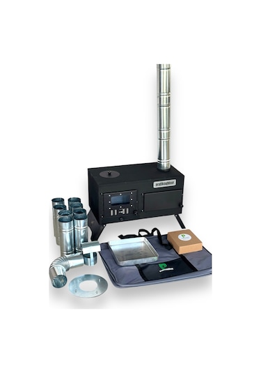 Katlanır Ayaklı Kuzineli Kamp Ve Çadır Sobası - Ful Set Çantalı