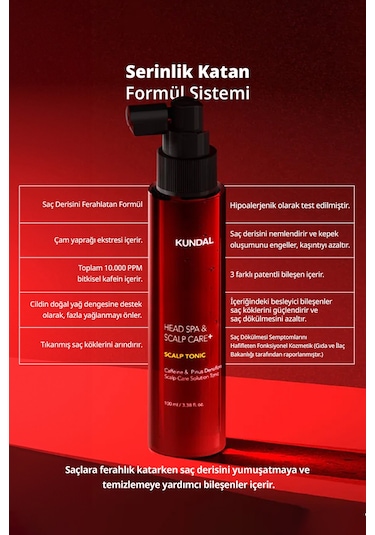 Kafein İçeren Dökülme Karşıtı Saç Derisi Güçlendirici Tonik Kundal Head Spa & Scalp Care Scalp Tonic