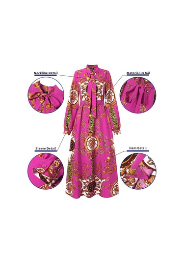 Mavi Vonda Kadın Balıkçı Yaka Uzun Puf Kol Günlük Gevşek Uzun Elbise M Mavi