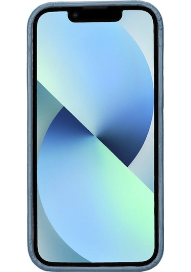 Apple Uyumlu iPhone 13 Pro Max Deri Arka Kapak Hull BRN4EF Mavi