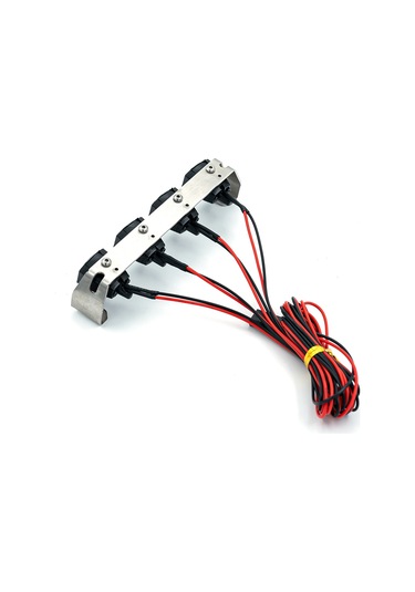 Honmex 1/10 Rc Araba İçin Led Far Seti - Traxxas Trx-4, Axial Scx10, Rc4wd Uyumlu - Dört Işıklı Dikdörtgen Kasa Siyah+gümüş