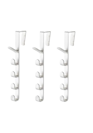 Kapı Arkası Dikey 5 Kancalı Eşya Askısı-al4833 3 Adet Beyaz