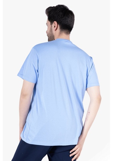 T-shirt V Yaka %100 Pamuk Gök Mavi