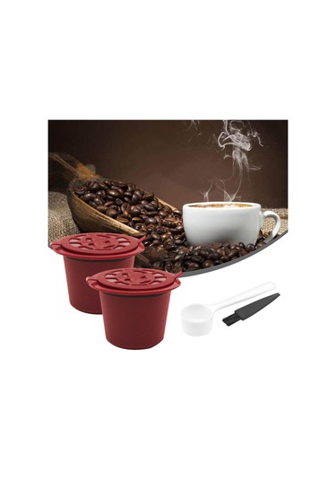 Suntek Cafe Bar Style A Red Için Kaşık Coffeeware Ile Yeniden Kullanılabilir Kahve Kapsülleri