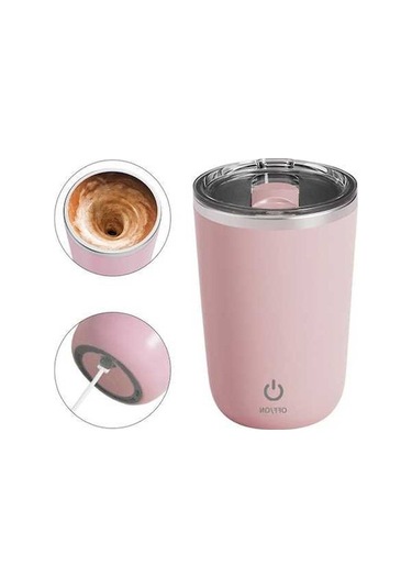 Novahub 350ml Otomatik Karıştırmalı Termos - Şarj Edilebilir, Ipx6 Su Geçirmez Pembe Pembe