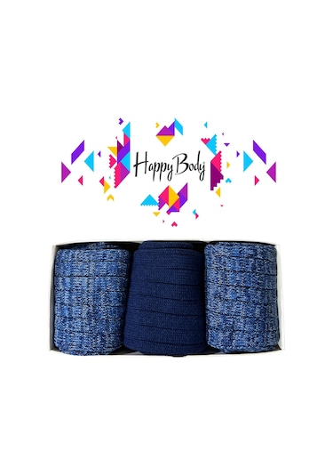 Happy Body ART.37268 Kadın 3 Çift Kalın Ribanalı Bot Çorap Çok Renkli