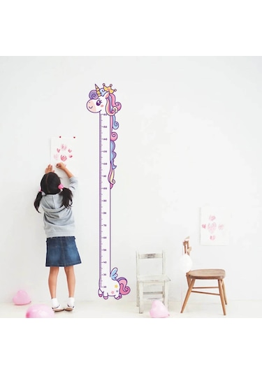 CajuArt Sevimli Unicorn Ahşap Kaliteli Çocuk Odası Boy Ölçer Dekor