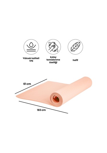 Yumuşak Ve Kaymaz Yüzeyli Yoga & Pilates Matı - 6mm Kalınlık, Hafif Ve Taşınabilir Spor Matı Pembe