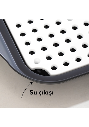 Porsima 1213 Bulaşık Sepeti Bulaşıklık Tezgah Üstü Kurutmalık Mat Siyah