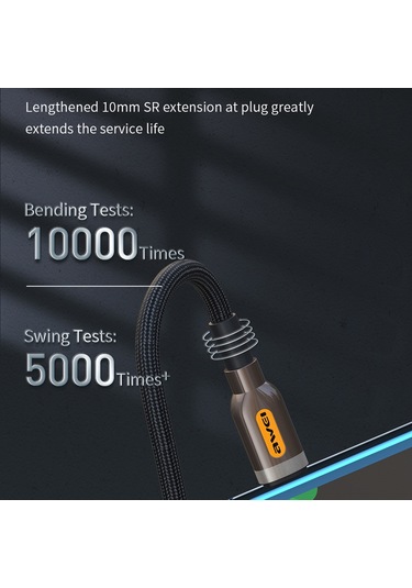 Awei Cl-125t Tip-c / Usb-c Tip-c / Usb-c Hızlı Şarj Veri Kablosu, Uzunluk: 1m Siyah