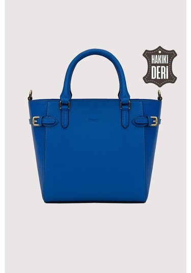Hakiki Deri Kadın El Çantası Mavi Smr7922 Mavi