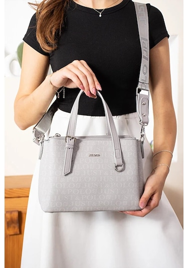 Just Polo Kadın Günlük Kullanıma Uygun Ayarlanabilir Askılı Şık El Ve Omuz Çantası Shoulder Bag Gri