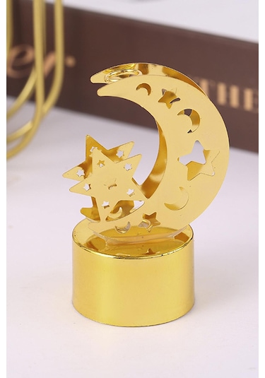 Dekoratif Ay Yıldız Tasarımlı Mini Led Gece Lambası Model 1 Sarı