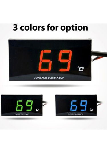Pazly Motosiklet Dijital Termometre Ve Higrometre - 12v Uyumlu, Mavi Led Ekran, Su Sıcaklık Ölçer
