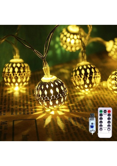 Shineyee Renkli Led Toplum Işık Zinciri, Noel Dekorasyonu, Usb Kumandalı 8 Fonksiyonlu, Islak Beyaz, 6m 40 Işık