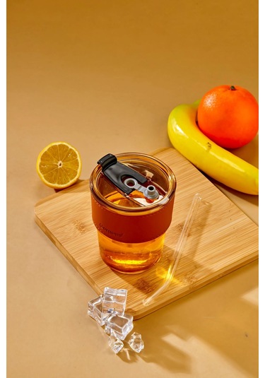 Bardak Şerit Detaylı, Pipetli, Sızdırmaz / Bronz Bronz