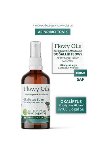 Flowy Oils Okaliptus Suyu Arındırıcı Tonik Cam Şişe 100 ML