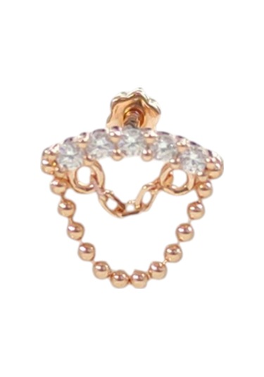 Sallantılı Sırataş Gümüş Tragus Pıercıng - Rose Bakır Beyaz