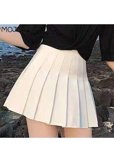 Yaz Kadın Pileli Etekler Bayan Mini Etekler Yüksek Bel Beyaz Siyah Etekler Tatlı Kız Kore Etekler Siyah