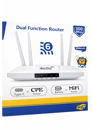 4g/5g Destekli Dual Function Router 300 Mbps Type-c 4000mah Batarya Yüksek Performanslı Ağ Çözümü