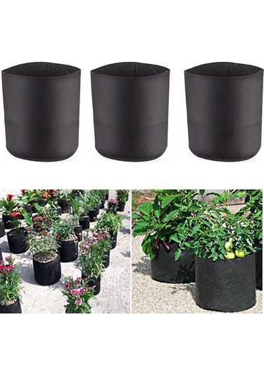 Neevoyu 3 Galon 5'li Paket Siyah Dikişsiz Oto Kumaş Bitki Yetiştirme Çantası - İç Ve Dış Mekan, Bahçe, Sebze, Bitki Gelişimi İçin Isı Ve Soğuk Koruma