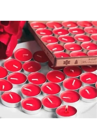 Kırmızı Tealight Mum 25 Adet Kırmızı