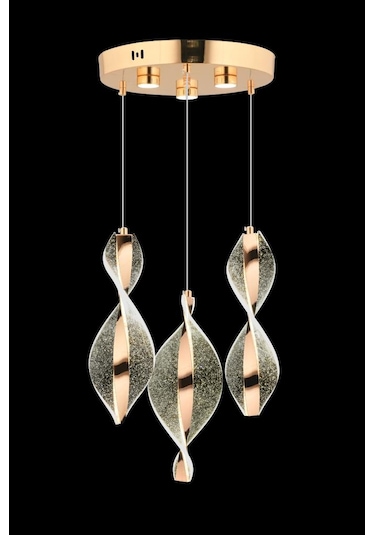 İstanbul Avize Mars 3'lü Gold Kumandalı 3 Renk Led Lüx Modern Ledli Avize