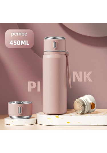 Aoyingnettech Kızlar İçin Termos Kupa Yüksek Değer 316 Paslanmaz Çelik Büyük Kapasiteli Su Bardağı Taşınabilir Öğrenci Okulu Özel Su Bardağı Açık Kamp Termos Fincan Pembe