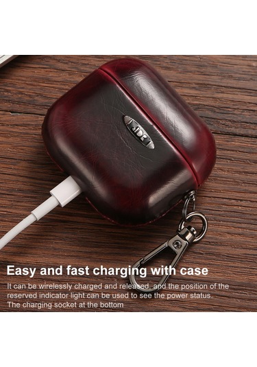 Yağ Balmumu Deri Doku Kulaklık Koruyucu Kılıf Airpods Uyumlu 1/2 Kahverengi İçin Asmak Toka İle Kahverengi