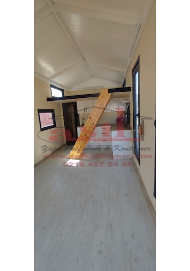 32 M² Loft Katlı, V Çatı + Verandalı Ahşap Desen Betopanlı Konut