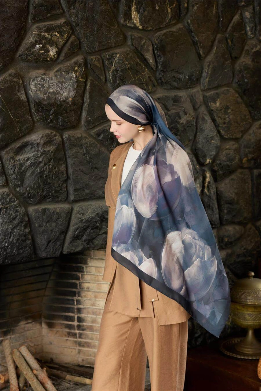 Siyah/mor Winter Bloom Soft Şal Mor