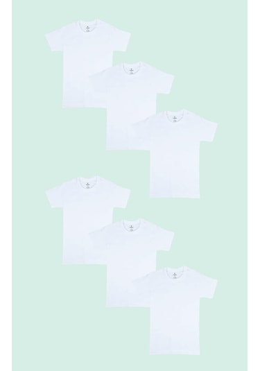 Ceylanoğlu 6'lı Ribana Erkek Çocuk 0 Yaka Fanila-329 Beyaz