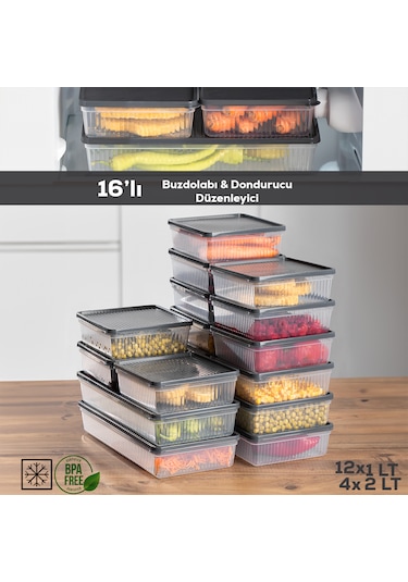 Porsima 16lı Nofrost Buzdolabı Saklama Kabı Organizer Antrasit