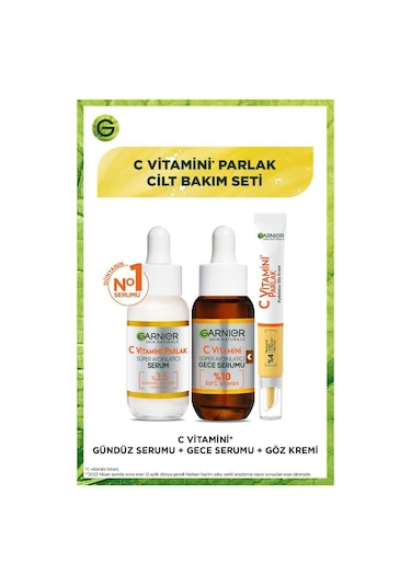 Garnier C Vitamini Parlak Süper Aydınlatıcı Gece + Gündüz Serumu 2 x 30 ML + Aydınlatıcı Göz Kremi 15 ML
