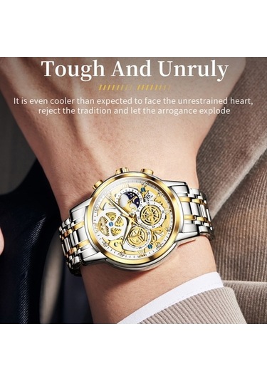 Novahub Olevs 9947 Erkekler Kuvars Su Geçirmez Saat, Beyaz Altın Çok Renkli Çok Renkli