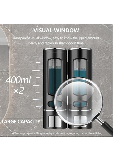 2 Adet Siyah 400 Ml El Dezenfektanı Sabunluk Manuel Şampuan Sıvı Tutucu Banyo Mutfak Lavabo Oteller Siyah