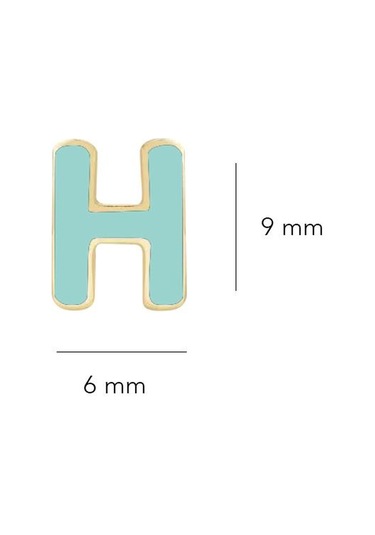 Goldkupe 14 Ayar Altın Mineli H Harf Küpe 0,56 Gr-6039