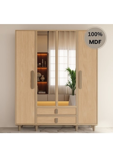 Karanfil 4 Kapak Mdf Ayaklı Tasarım Gardırop Rota