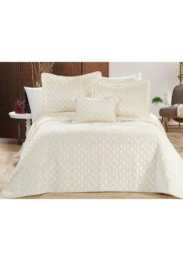 Brillance Çift Kişilik Yatak Örtüsü Krem Krem Krem - Krem