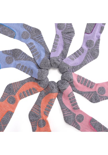 Geeksen Kadınlar İçin Knee-high Kayak Çorabı, Yumuşak Pamuk, Hızlı Kuruyan, Ventile Edici, Kompresyon Sağlar - Mor 35-39 Numara Mor